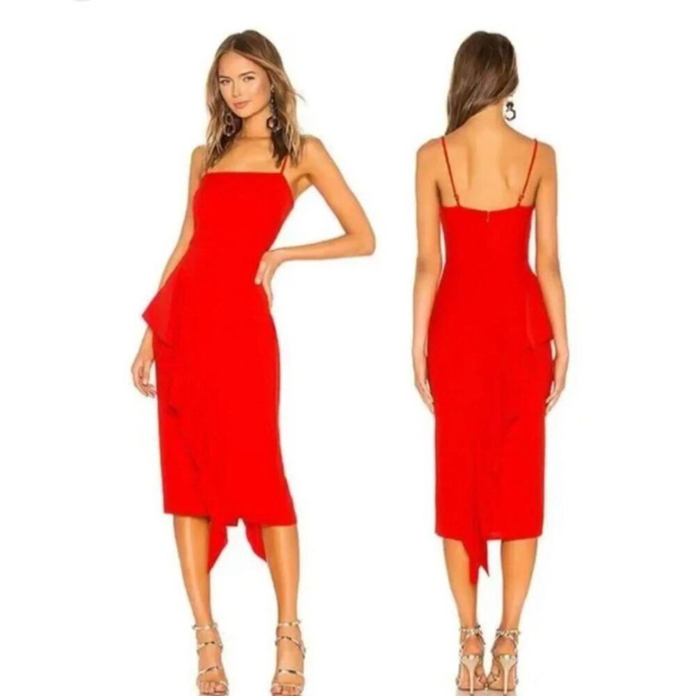 Revolve Lovers and Friends Cleo Midi Cocktail Dress Bright Red Size Small 2704
